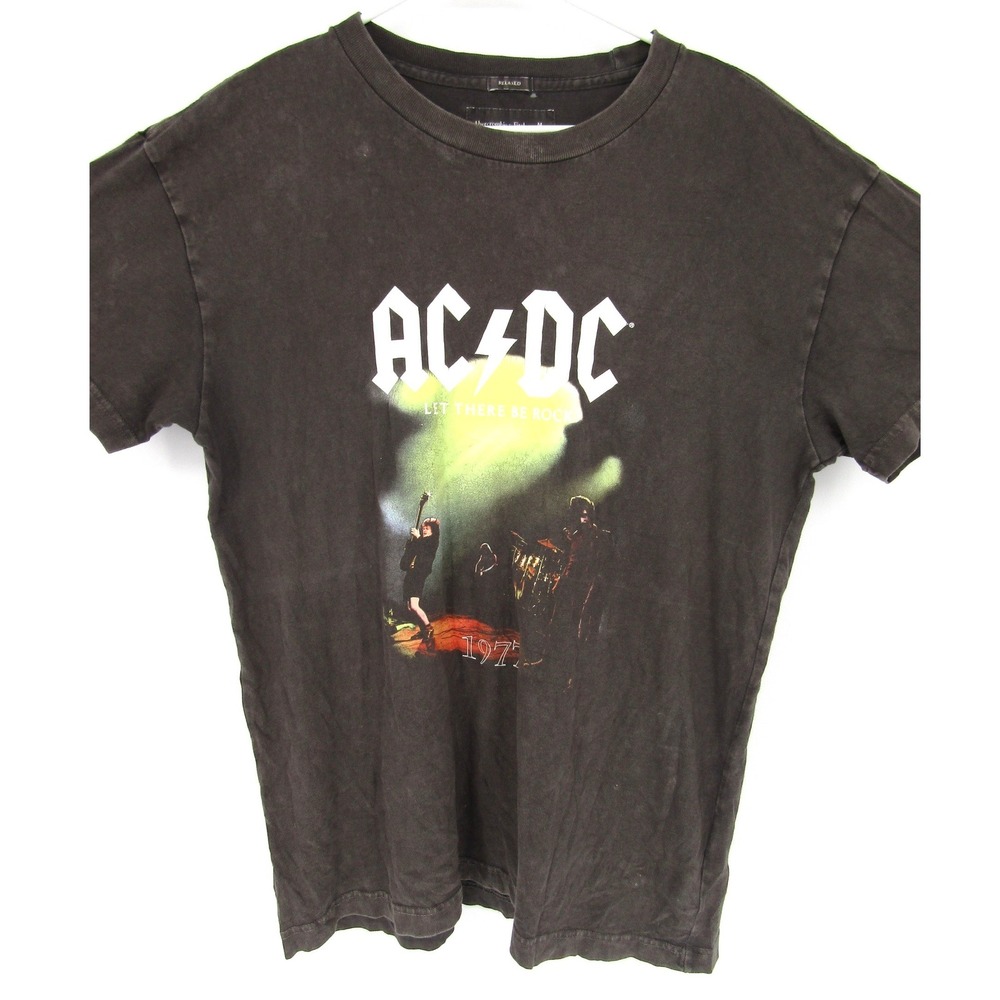 Abercrombie & Fitch AC/DC Graphic Tee Mens M Black Let There Be Rock Tour Shirt